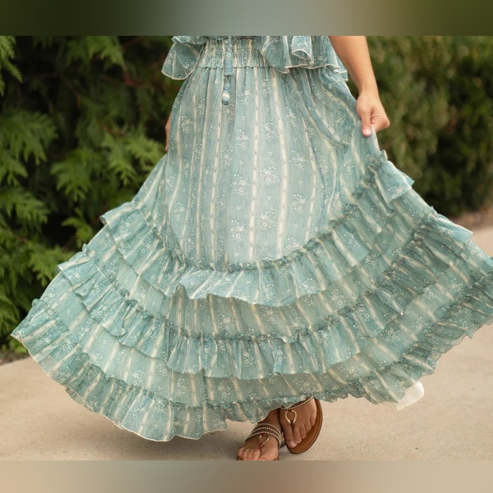 Free People Morning Mist Maxi SKIRT ONLY - New, without tag Sz L - Picture 4 of 5